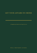 Get Your Affairs In Order guide cover - dark green with gold title