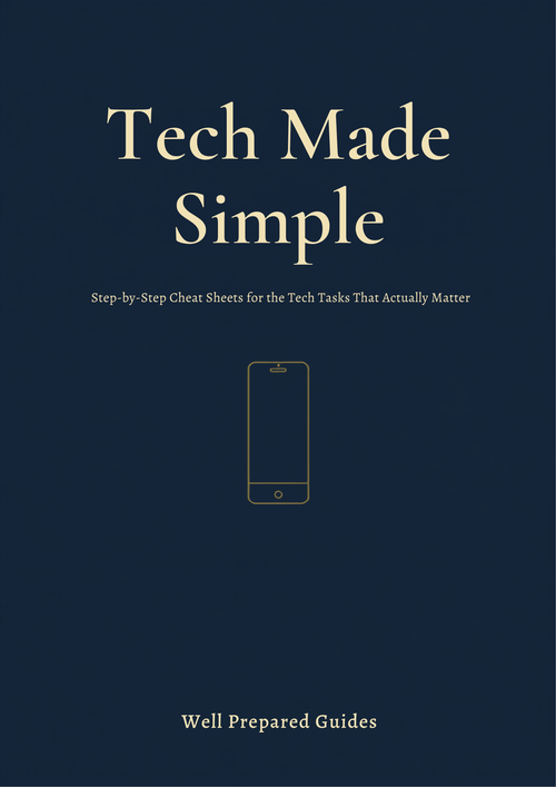 Tech Made Simple guide cover - navy and cream, phone icon