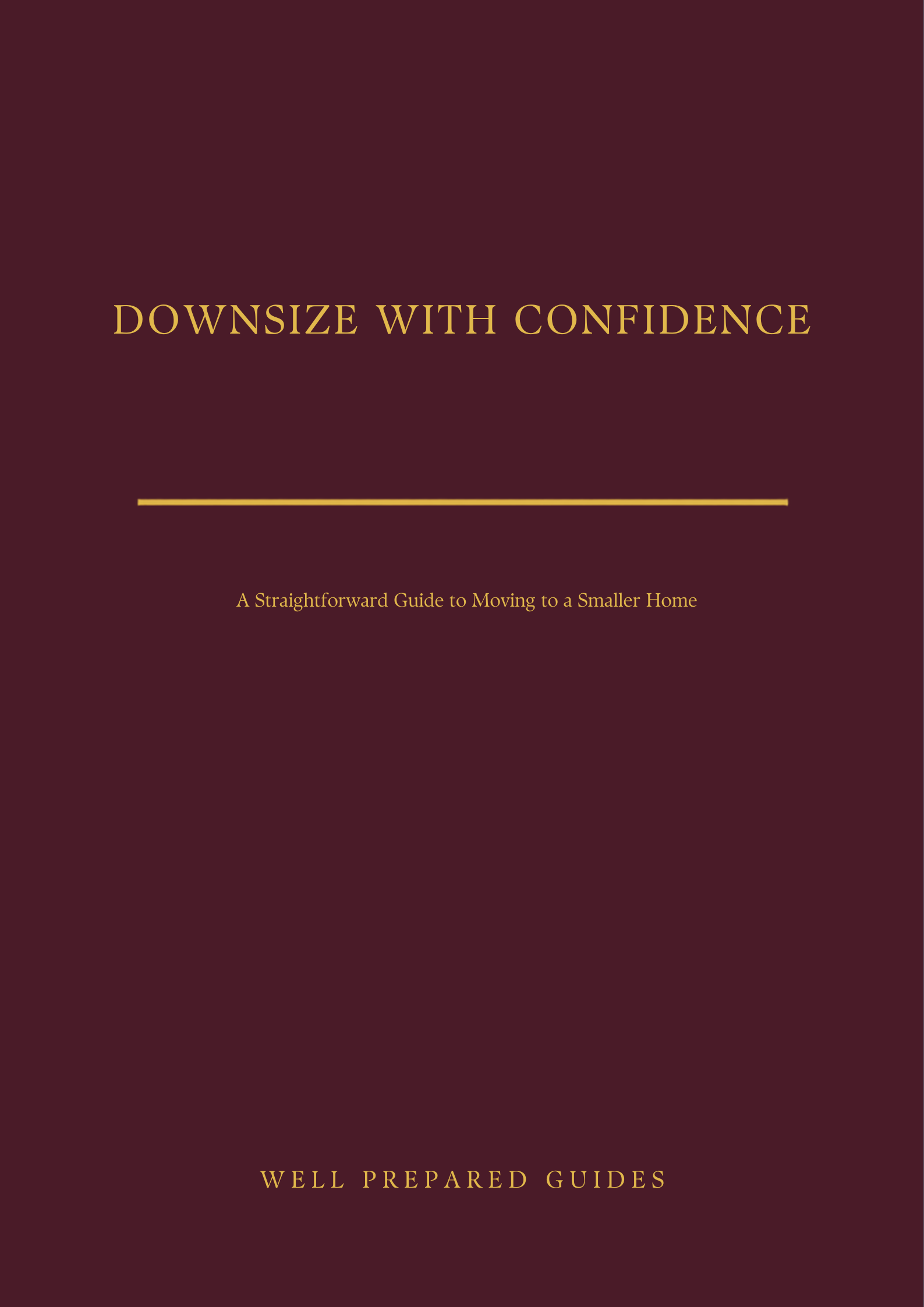 Downsize With Confidence guide cover - maroon with gold title