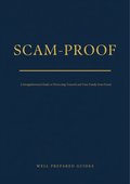 Scam-Proof guide cover - navy with gold title