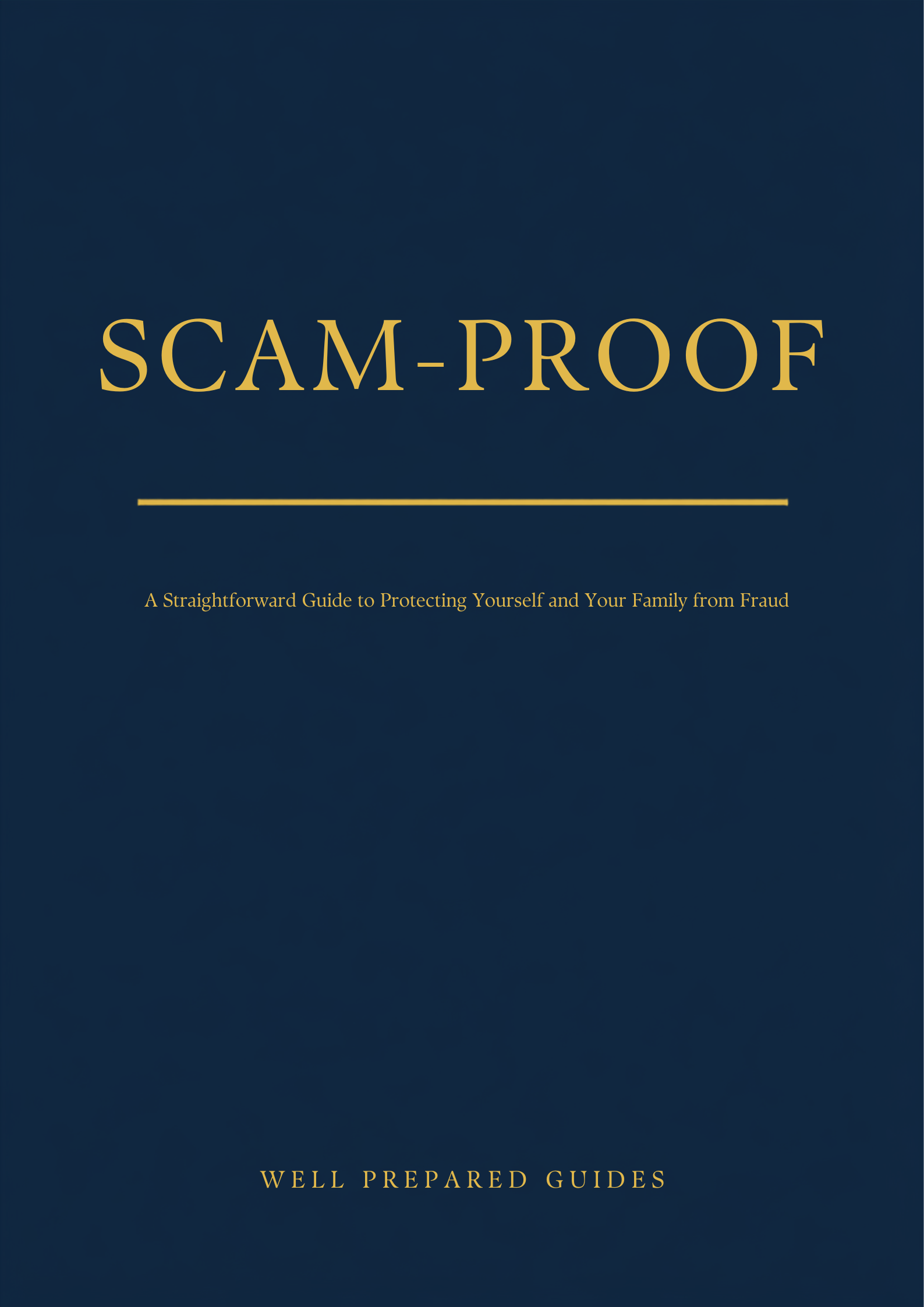 Scam-Proof guide cover - navy with gold title