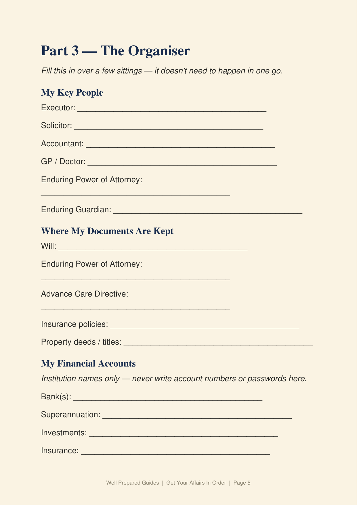 Get Your Affairs In Order: A Straightforward Guide for the People You Love