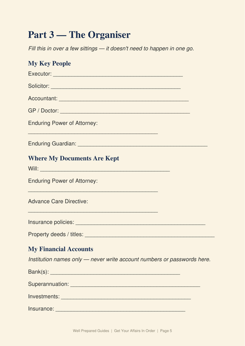 Get Your Affairs In Order: A Straightforward Guide for the People You Love